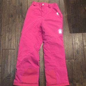 Hot pink spider snow pants!!
